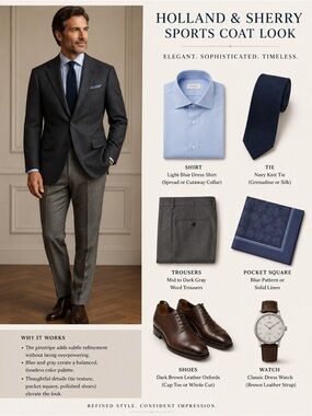 HOLLAND & SHERRY | Men's Charcoal Pinstripe Blazer - Classic Tailored Sport Coat